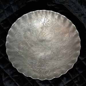 Silver Hammered Decorative Accent Plate